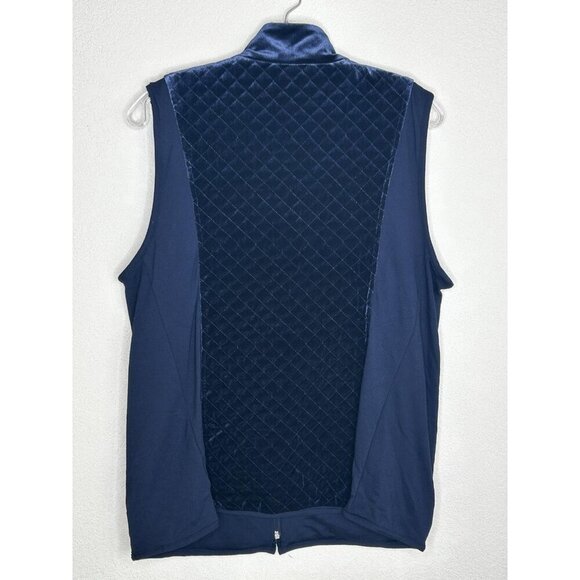 Susan Graver Weekend Vest Womens Large Navy Quilted Velvet Full Zip Mock Neck - Picture 3 of 10